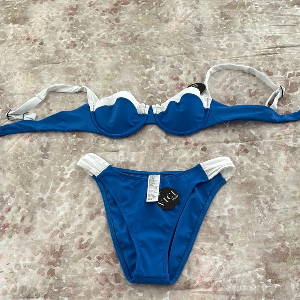 Vici Blue and White Bikini Set
